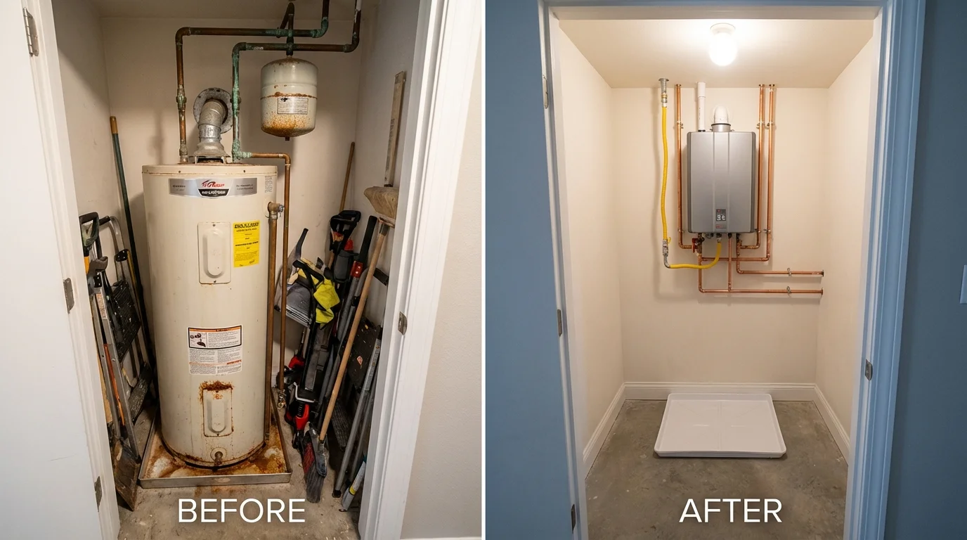 Tank water heater versus wall-mounted tankless unit comparison for Lyons, GA homeowners